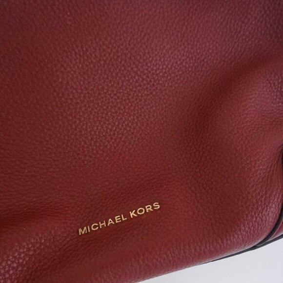 Michael Kors Burgundy Red Crosby Pebbled Leather Zip Closure Shoulder Bag Purse - Picture 6 of 16
